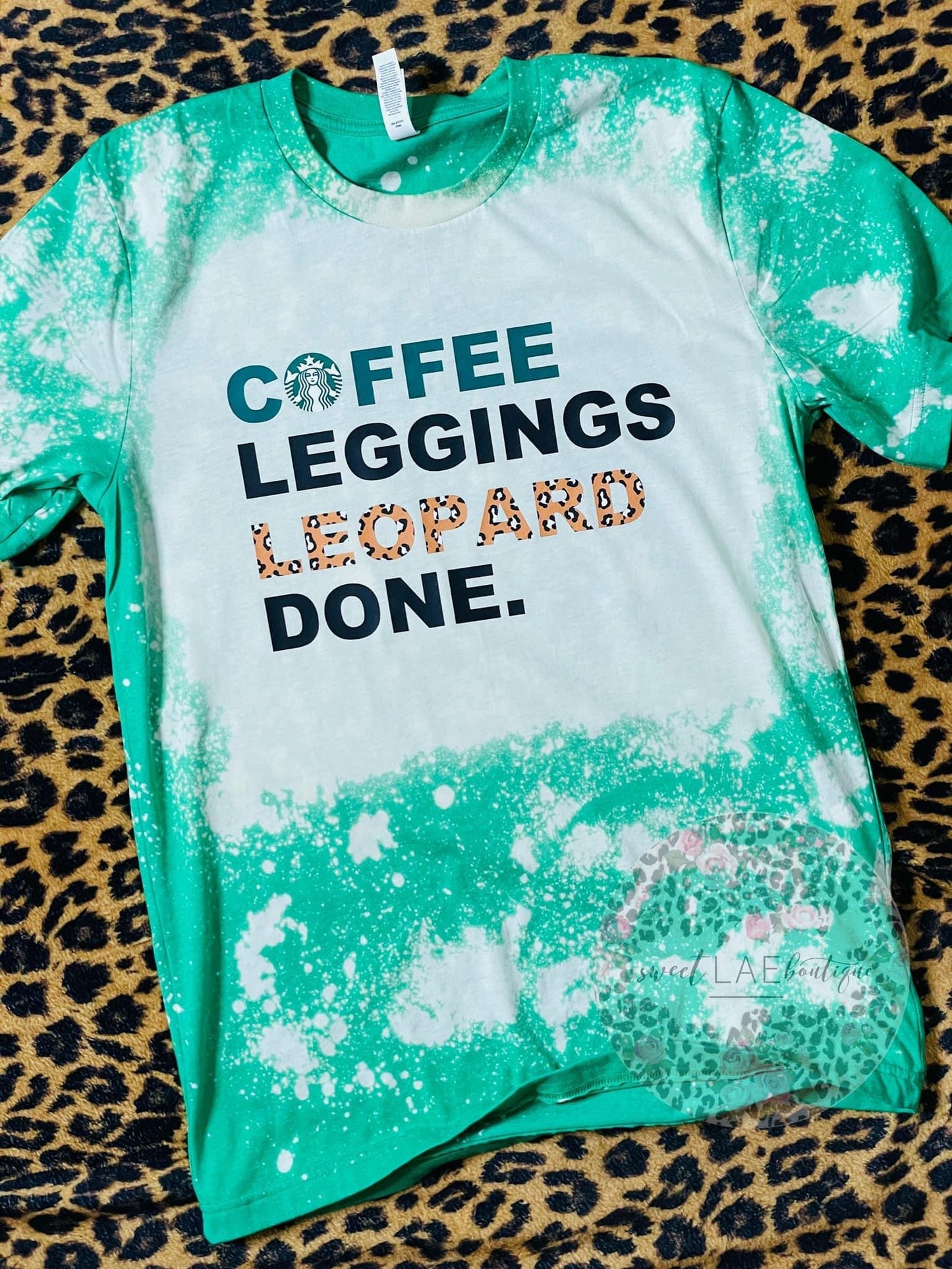 Bleached Coffee Leggings Leopard Done